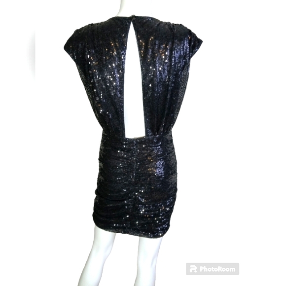 Vintage Party Cap Sleeve Backless Sequin Bodycon Dress Women's Size M - Picture 9 of 15